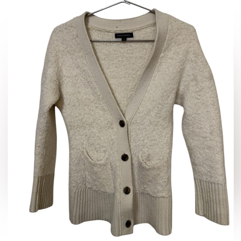 Banana Republic Alpaca Women's Cream Button Down Cardigan Sweater MINTY